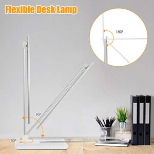 Lapeort LED Desk Lamp, Eye-Caring Dimmable Table Lamps, Portable Office Lamp with USB Charging Port, 5 Lighting Modes, Timer Function, Touch Sensitive Control for Reading, Study, Working