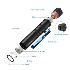 OLIGHT I5T EOS 300 Lumens Slim EDC Flashlight Dual-Output for Camping and Hiking, Tail Switch Flashlight with Beam Distance 196ft, Powered by Single AA Battery, Black