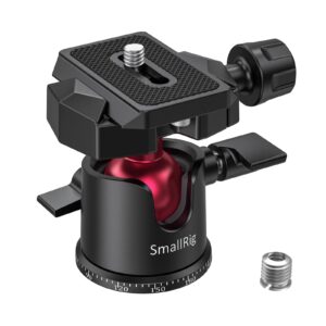 smallrig mini ball head, tripod head camera 360° panoramic with 1/4" screw 3/8" thread mount and quick release plate metal ball joint for monopod, dslr, phone, gopro, max load 4.4lbs/2kg - but2665