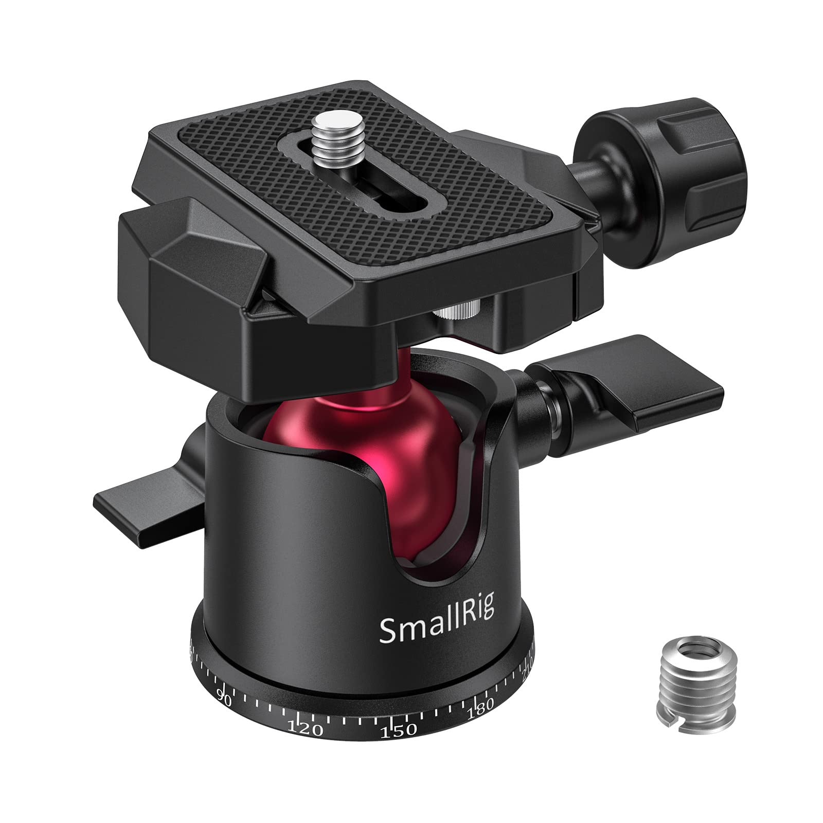 SmallRig Mini Ball Head, Tripod Head Camera 360° Panoramic with 1/4" Screw 3/8" Thread Mount and Quick Release Plate Metal Ball Joint for Monopod, DSLR, Phone, Gopro, Max Load 4.4lbs/2kg - BUT2665