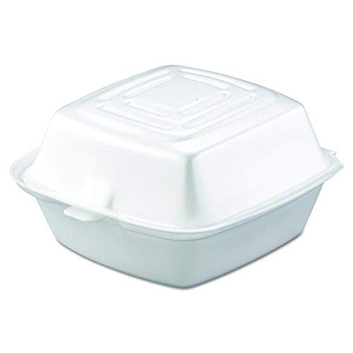 Dart 50HT1 Foam 5 Inch Medium White Hinged Container. Pack 50