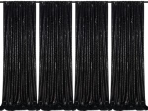 black sequin backdrop 4 panels 2ftx8ft halloween backdrop curtains party backdrop wedding baby shower decoration