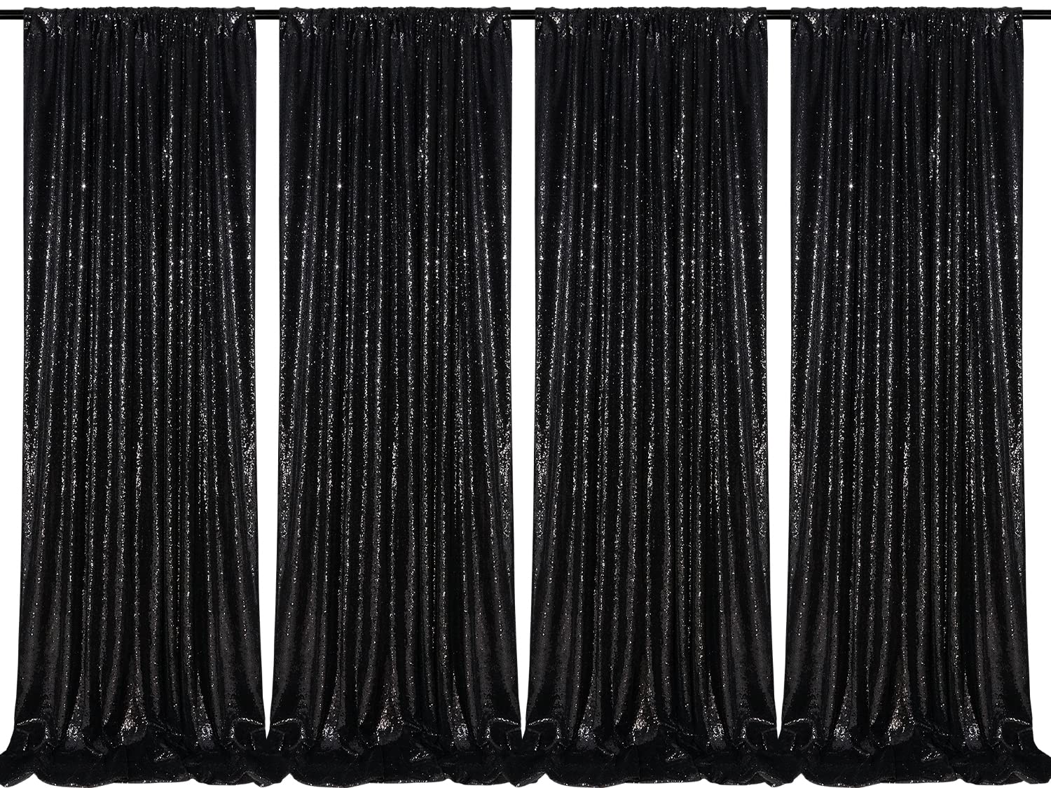 Black Sequin Backdrop 4 Panels 2FTx8FT Halloween Backdrop Curtains Party Backdrop Wedding Baby Shower Decoration