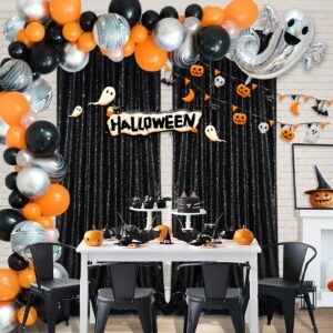 Black Sequin Backdrop 4 Panels 2FTx8FT Halloween Backdrop Curtains Party Backdrop Wedding Baby Shower Decoration