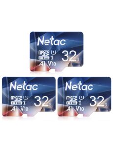 netac 32gb micro sd card 3 pack micro sdhc uhs-i memory card, high speed tf card up to 90mb/s - full hd video recording u1, class10, v10, a1 expanded storage for smartphone/camera/pc