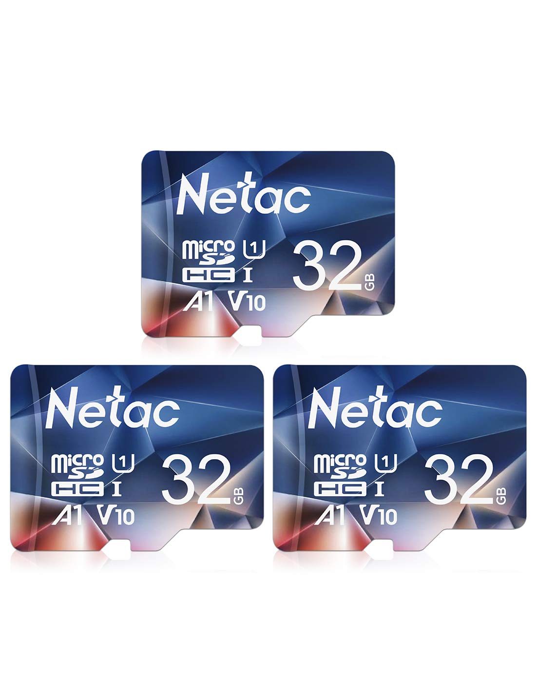 Netac 32GB Micro SD Card 3 Pack Micro SDHC UHS-I Memory Card, High Speed TF Card up to 90MB/s - Full HD Video Recording U1, Class10, V10, A1 Expanded Storage for Smartphone/Camera/PC