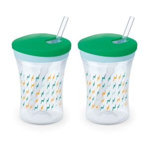 nuk evolution straw cup, 8 oz,2 count (pack of 1), colors may vary