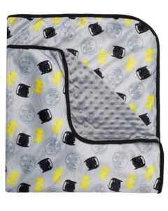dc comics unisex childrens' soft baby batman plush blanket grey/black/yellow 0-12 months