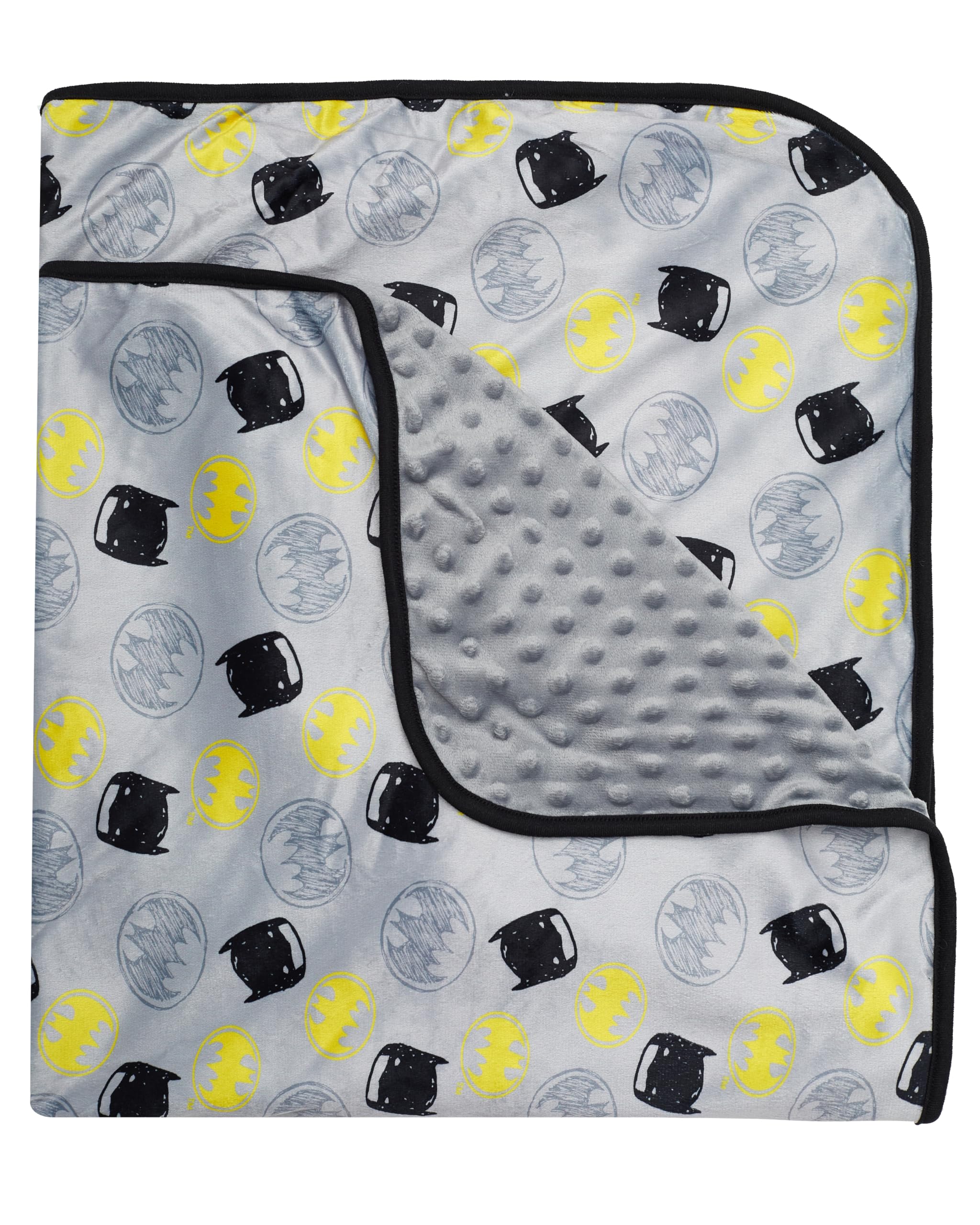 DC Comics Unisex Childrens' Soft Baby Batman Plush Blanket Grey/Black/Yellow 0-12 Months