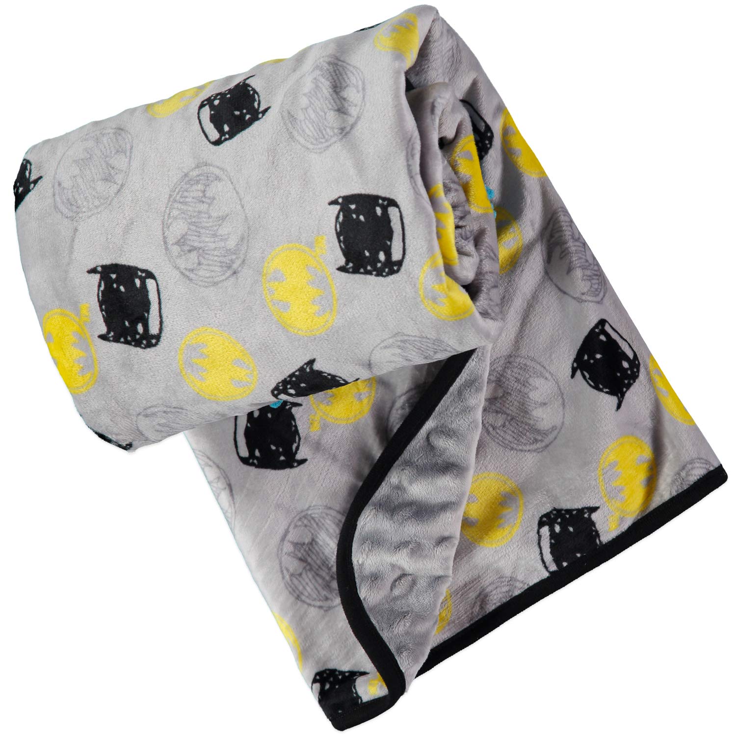 DC Comics Unisex Childrens' Soft Baby Batman Plush Blanket Grey/Black/Yellow 0-12 Months