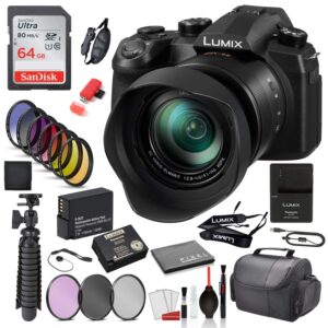 panasonic lumix dc-fz1000 ii digital camera (dc-fz1000m2) with accessory bundle sandisk 64gb sd card + 9pc filter kit + 12" tripod + more
