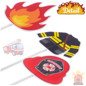 36pcs Fire Truck Party Cupcake Toppers Firefighter Baby Shower Decoration Fireman Themed Birthday Party Supplies Fire Engine Rescue Bday Cupcake Pick Decorations