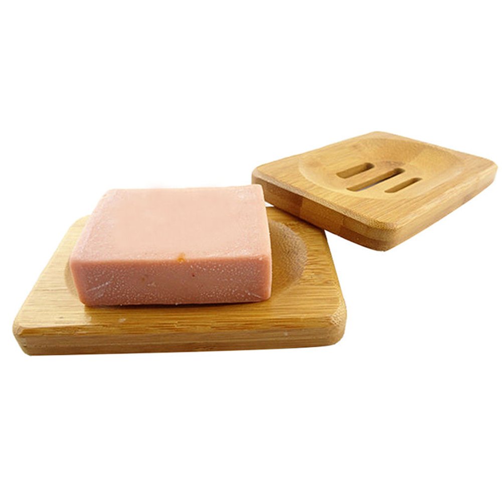 AkoMatial 1Pc Natural Bamboo Wood Soap Dishes Soap Tray Dish Storage Holder Plate for Shower Bathroom