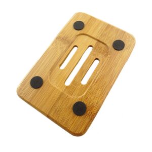 AkoMatial 1Pc Natural Bamboo Wood Soap Dishes Soap Tray Dish Storage Holder Plate for Shower Bathroom