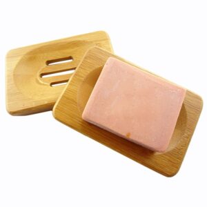 AkoMatial 1Pc Natural Bamboo Wood Soap Dishes Soap Tray Dish Storage Holder Plate for Shower Bathroom