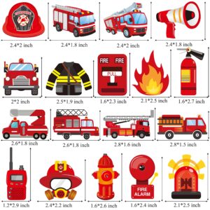 36pcs Fire Truck Party Cupcake Toppers Firefighter Baby Shower Decoration Fireman Themed Birthday Party Supplies Fire Engine Rescue Bday Cupcake Pick Decorations