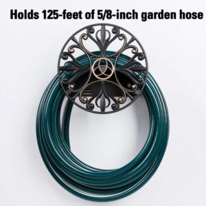 GOFORWILD Garden Hose Holder made of Stainless Cast Aluminum, Decorative Hose Butler Sturdy Water Hose Rack, Durable Wall Hose Hanger, Holds 125-Feet of 5/8-Inch Hose, Hose Reel, 7004