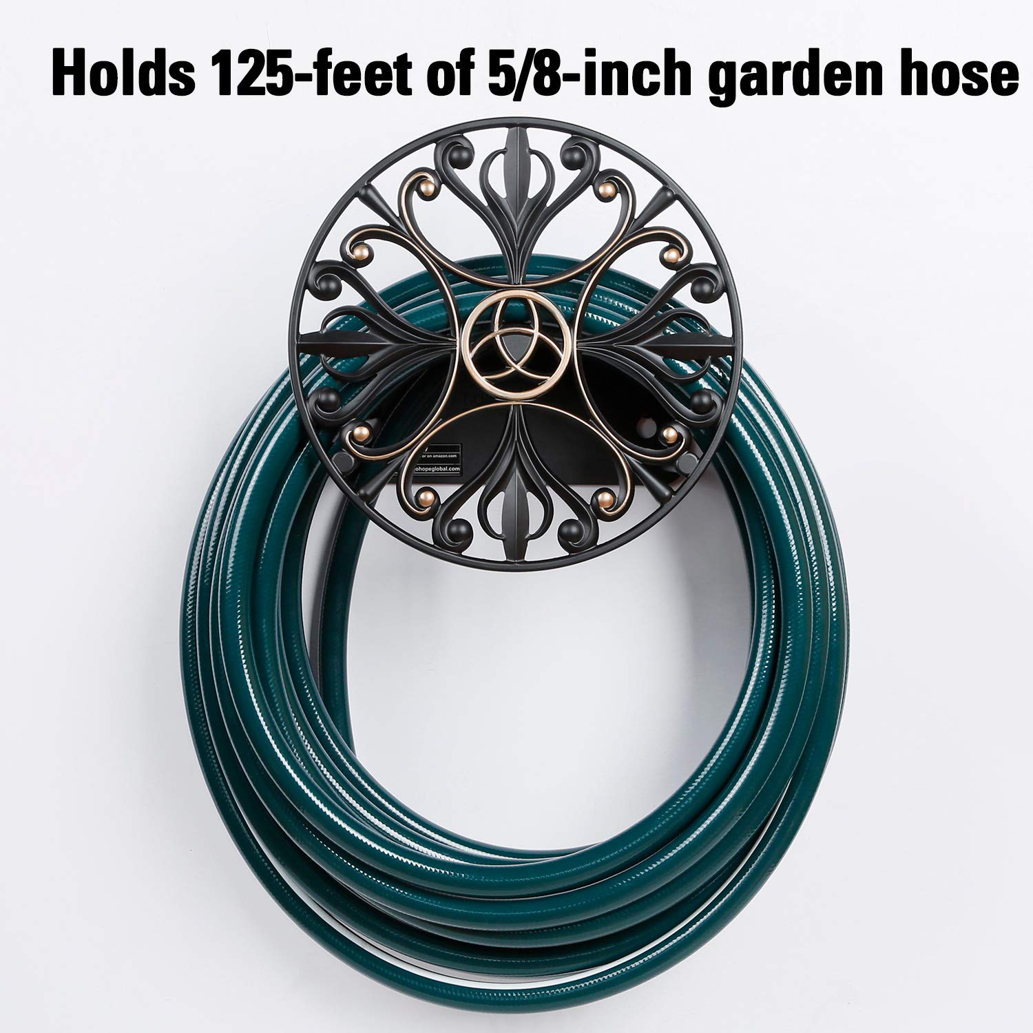 GOFORWILD Garden Hose Holder made of Stainless Cast Aluminum, Decorative Hose Butler Sturdy Water Hose Rack, Durable Wall Hose Hanger, Holds 125-Feet of 5/8-Inch Hose, Hose Reel, 7004