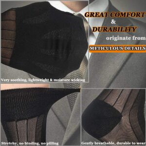 Uaussi 3 Pairs Mens Silk Sheer Socks Mid Calf OTC Ultra Thin Nylon Dress Sock Soft Daily Casual Stockings Work Business Sox