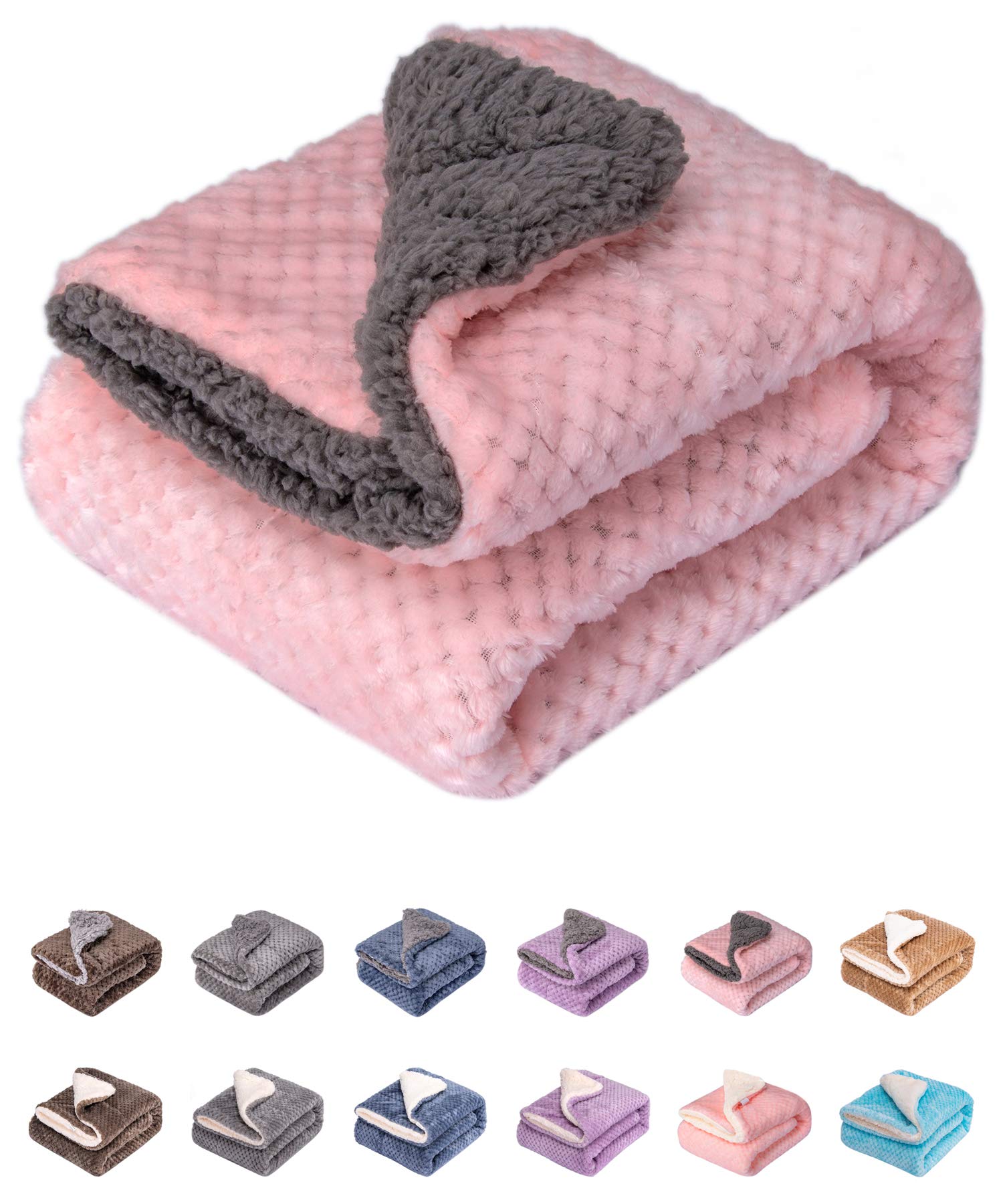 Fuzzy Dog Blanket or Cat Blanket or Pet Blanket, Warm and Soft, Plush Fleece Receiving Blankets for Dog Bed and Cat Bed, Couch, Sofa, Travel and Outdoor, Camping (Blanket (24" x 32"), DG-Baby Pink)