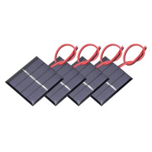 keenso 4 pcs solar panels, 0.36w 2v solar panel charging power board and electronic line for small power appliances solar panel kit other mountaineering camping supplies