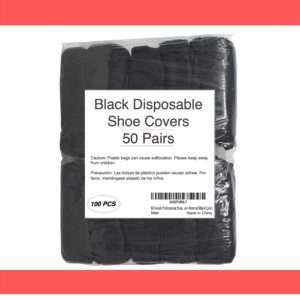 RE GOODS Shoe Covers - X Large Elastic Fit, Extra Thick, 100 Pack, Black Disposable Boot and Shoe Booties, Non Slip, Indoor Outdoor Use