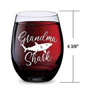 Stemless Wine Glass (Grandma Shark) Made of Unbreakable Tritan Plastic - 16 ounces