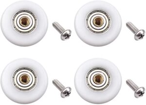 set of 4pcs 19mm stainless steel shower door wheels rollers runners, white, 19mm x 4mm