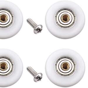 Set of 4pcs 19mm Stainless Steel Shower Door Wheels Rollers Runners, White, 19mm x 4mm