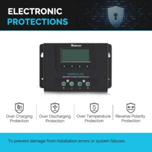 Renogy 40A 12V/24V Auto MPPT Solar Charge Controller with LCD Backlit Display w/ Temp Sensor Fit for Gel Sealed Flooded and Lithium Battery, Rover Elite 40A