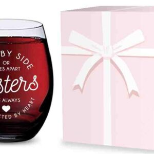 GSM Brands Stemless Wine Glass for Sisters - Made of Unbreakable Tritan Plastic and Dishwasher Safe - 16 ounces