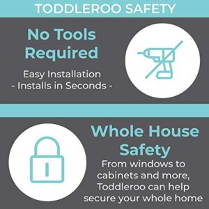 Toddleroo by North States Sliding Cabinet Locks | Keep Side by Side cabinets Safely and securely Closed | Works on Cabinet Handles up to 4.5" Apart | Baby proofing with Confidence (3-Pack, White)