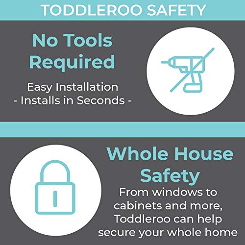 Toddleroo by North States Sliding Cabinet Locks | Keep Side by Side cabinets Safely and securely Closed | Works on Cabinet Handles up to 4.5" Apart | Baby proofing with Confidence (3-Pack, White)