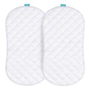 waterproof bassinet mattress pad cover compatible with halo bassinet swivel, glide, premiere & luxe series sleeper(18"×30"), 2 pack, ultra soft viscose made from bamboo terry surface