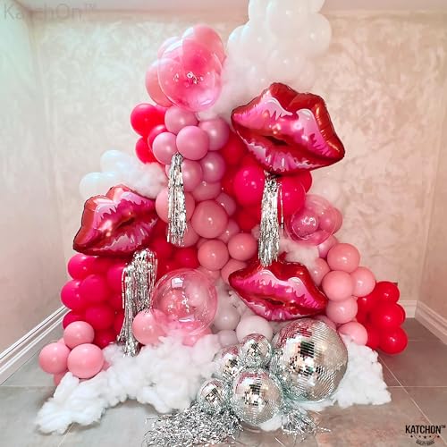 KatchOn, Red Lip Balloons Set - Large 30 Inch, Pack of 4 | Kiss Balloons Decorations | Lips Balloon, Galentines Day Balloons | Red Valentines Balloons | Lip Balloon for Galentines Day Decorations