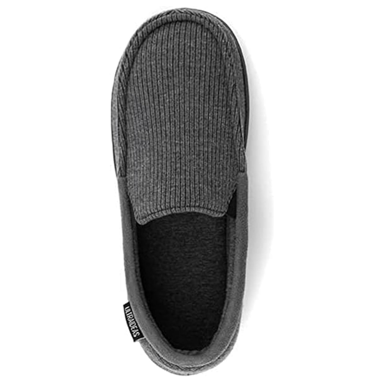 ULTRAIDEAS Men's Carver Slippers Moc Loafer House Shoes Memory Foam, Charcoal Grey, 11 US