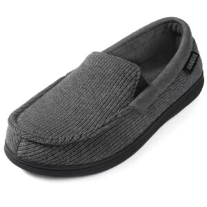 ultraideas men's carver slippers moc loafer house shoes memory foam, charcoal grey, 9 us