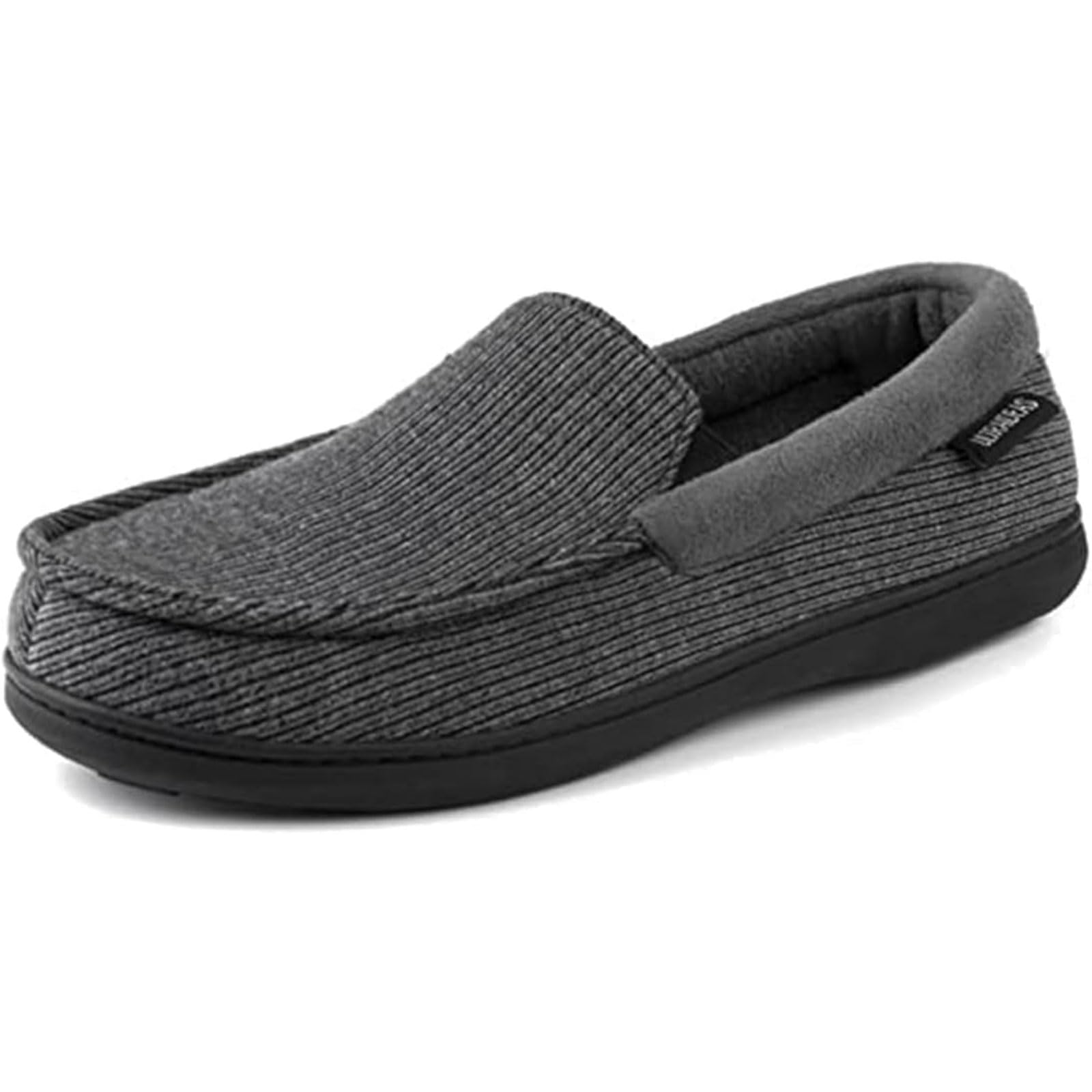 ULTRAIDEAS Men's Carver Slippers Moc Loafer House Shoes Memory Foam, Charcoal Grey, 9 US