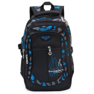 backpack boys elementary school bookbag durable heavy duty student teenage sturdy kids travel waterproof big (blue) large
