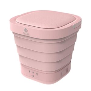 portable mini folding clothes washing machine, bucket automatic home travel self-driving tour underwear foldable washer, pink