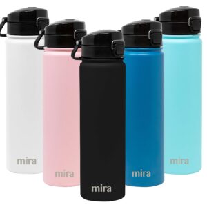 MIRA Stainless Steel Water Bottle - Hydro Vacuum Insulated Metal Thermos Flask Keeps Cold for 24 Hours, Hot for 12 Hours - BPA-Free One Touch Spout Lid Cap - 24 oz (710 ml) Black