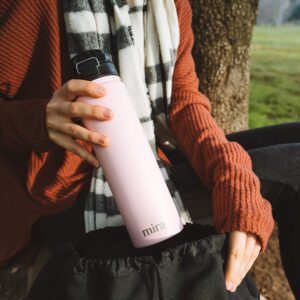 MIRA Stainless Steel Water Bottle - Hydro Vacuum Insulated Metal Thermos Flask Keeps Cold for 24 Hours, Hot for 12 Hours - BPA-Free One Touch Spout Lid Cap - 24 oz (710 ml) Black