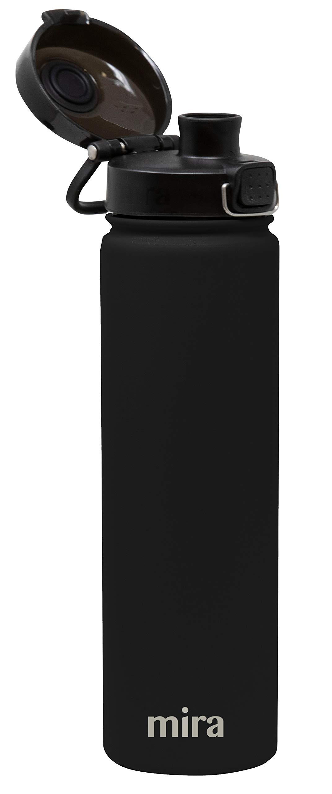 MIRA Stainless Steel Water Bottle - Hydro Vacuum Insulated Metal Thermos Flask Keeps Cold for 24 Hours, Hot for 12 Hours - BPA-Free One Touch Spout Lid Cap - 24 oz (710 ml) Black