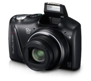 powershot sx150 is 14.1 mp digital camera with 12x wide-angle optical image stabilized zoom with 3.0-inch lcd (black) (old model) (renewed)