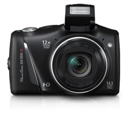 PowerShot SX150 is 14.1 MP Digital Camera with 12x Wide-Angle Optical Image Stabilized Zoom with 3.0-Inch LCD (Black) (Old Model) (Renewed)