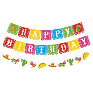 kitticcino set of 3 happy birthday banner mexican themed party backdrops decorations
