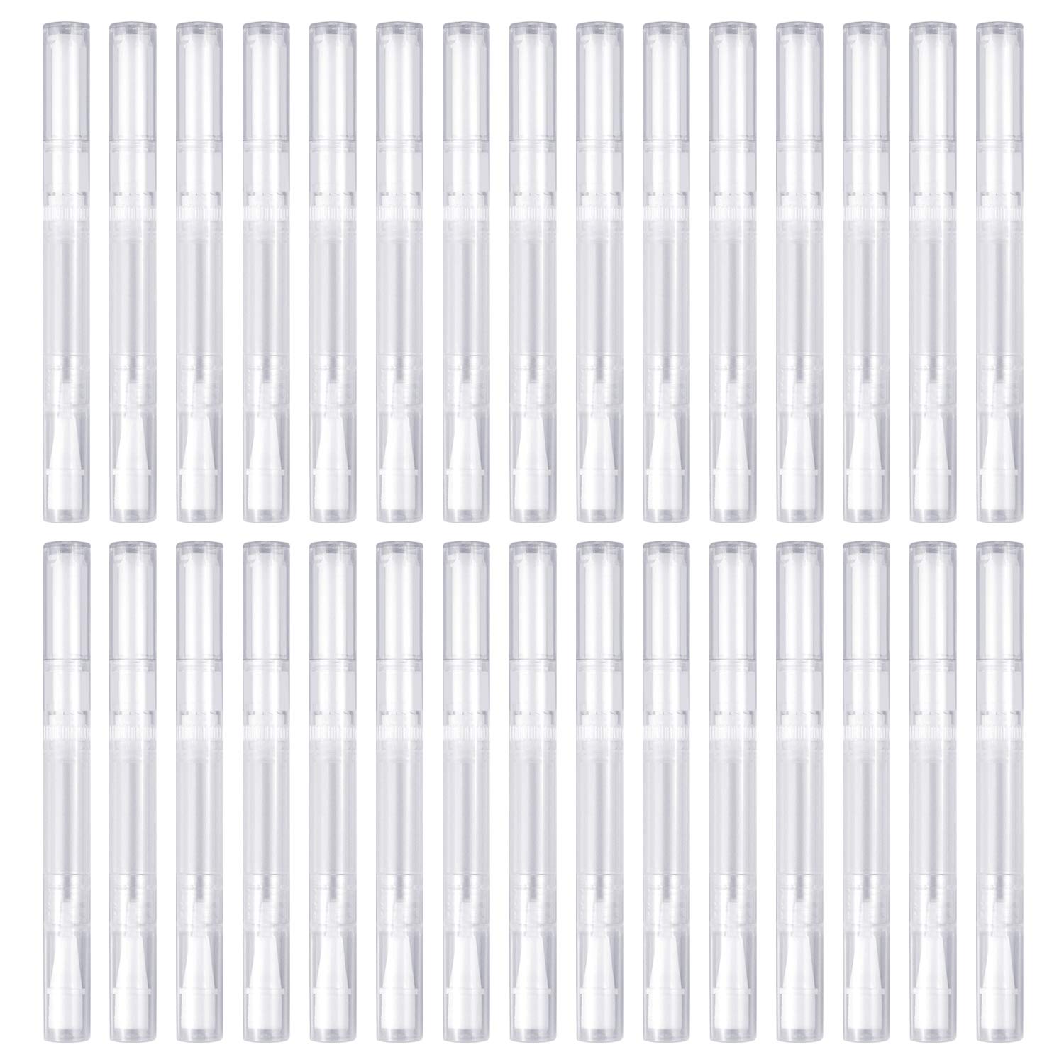 30Pack 3ML Transparent Twist Pens, Empty Nail Oil Pen Brush Cosmetic Lip Gloss Container Applicators