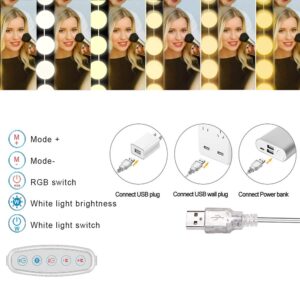 SICCOO Vanity Mirror Light, RGB Colorful DIY Hollywood Style LED Makeup Mirror Lights with 10 Dimmable Light Bulbs,USB Cable, RGB (Mirror Not Include) 1