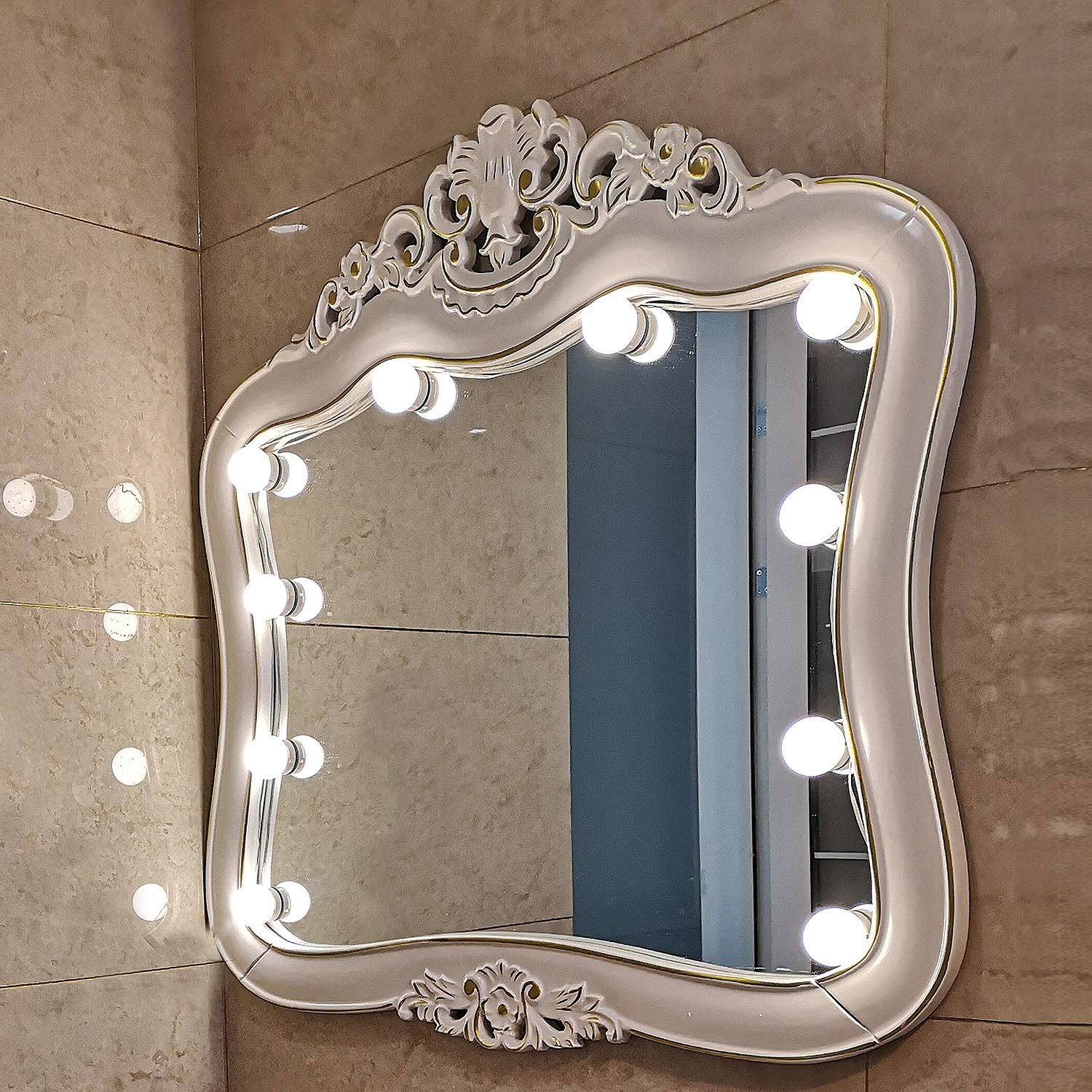 SICCOO Vanity Mirror Light, RGB Colorful DIY Hollywood Style LED Makeup Mirror Lights with 10 Dimmable Light Bulbs,USB Cable, RGB (Mirror Not Include) 1