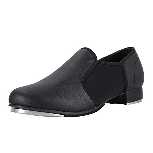 Linodes Unisex PU Leather Slip On Tap Shoe Dance Shoes for Women and Men's Dance Shoes-Black-8M